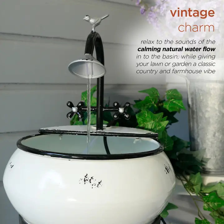Alpine Corporation Outdoor Vintage Sink Fountain and Stand