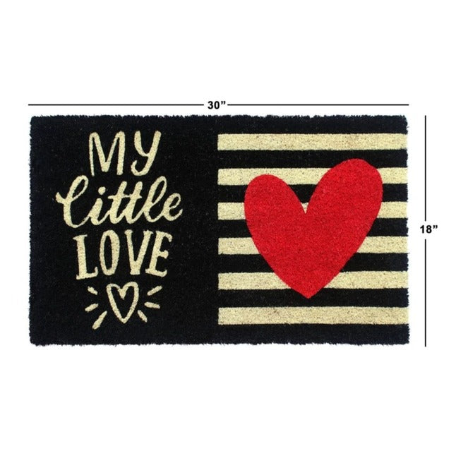 Black Tufted Little Love Coir Doormat