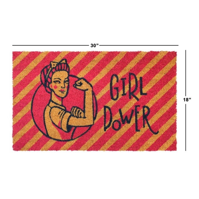 Red Girl Power Coir Doormat