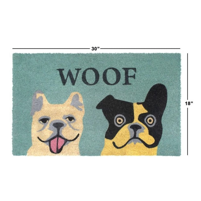 Gray Woof Dog Coir Doormat