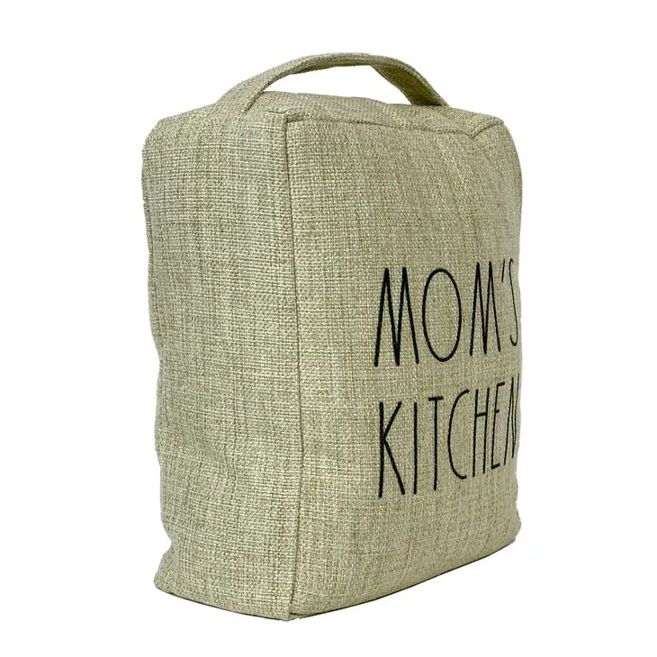 Rae Dunn “Mom's Kitchen” Olive Green Fabric Decorative Door Stop with Handle