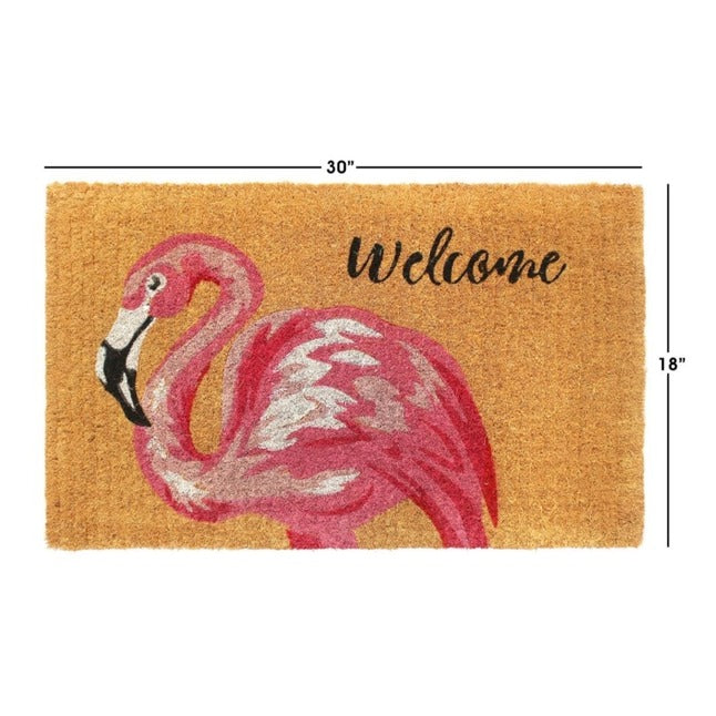 Pink Flamingo Welcome Coir Doormat