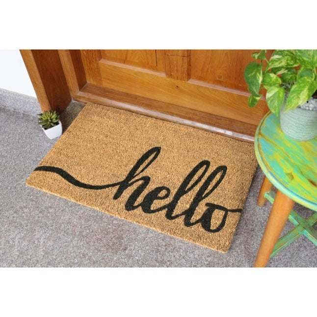 Black Natural Hello Doormat