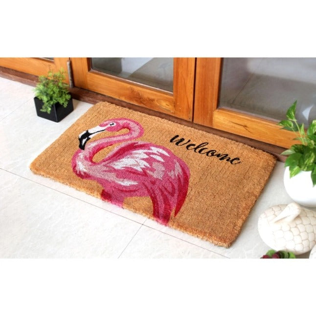 Pink Flamingo Welcome Coir Doormat