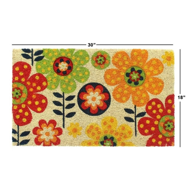 Bleach Tufted Folk Flowers Coir Doormat