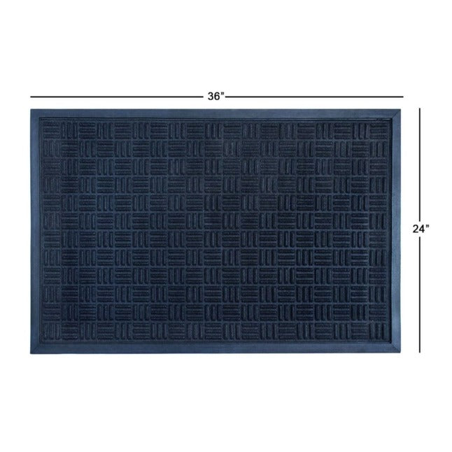 Black Moulded Rubber Patterned Doormat