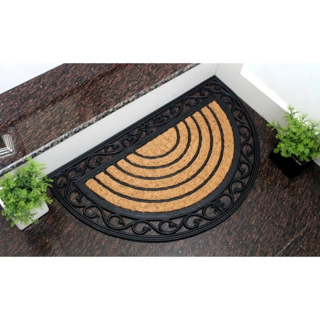 Moulded Rubber Coir Half-Rd Irongate Doormat