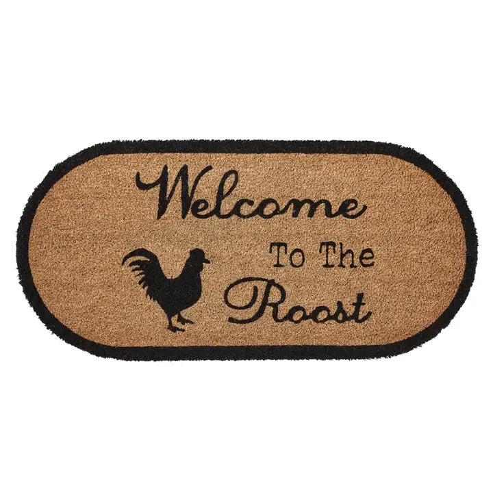 Down Home Welcome To the Roost Coir Rug Oval 17x36