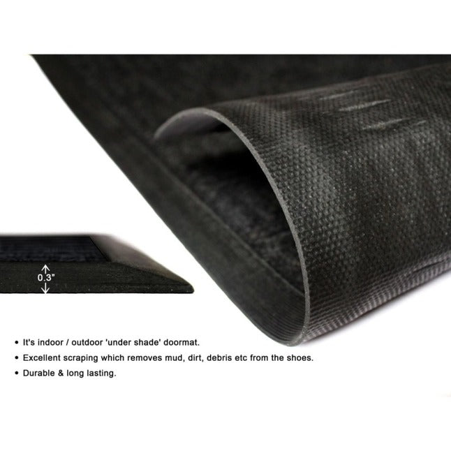 Black Moulded Rubber Patterned Doormat