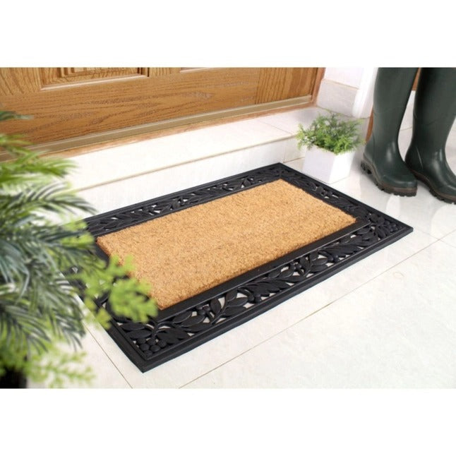 Moulded Holly Trellis Rubber Coir Doormat