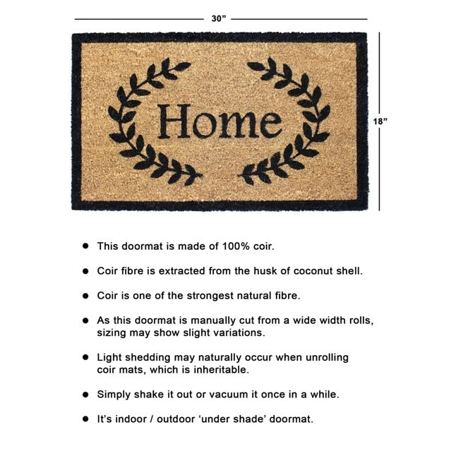 Black Home with Leaves Doormat