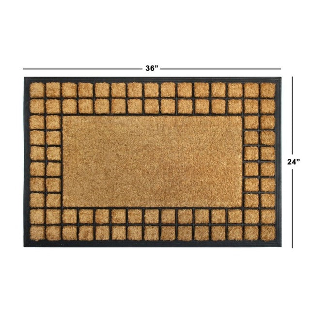 Moulded Rubber Coir Checkered Doormat