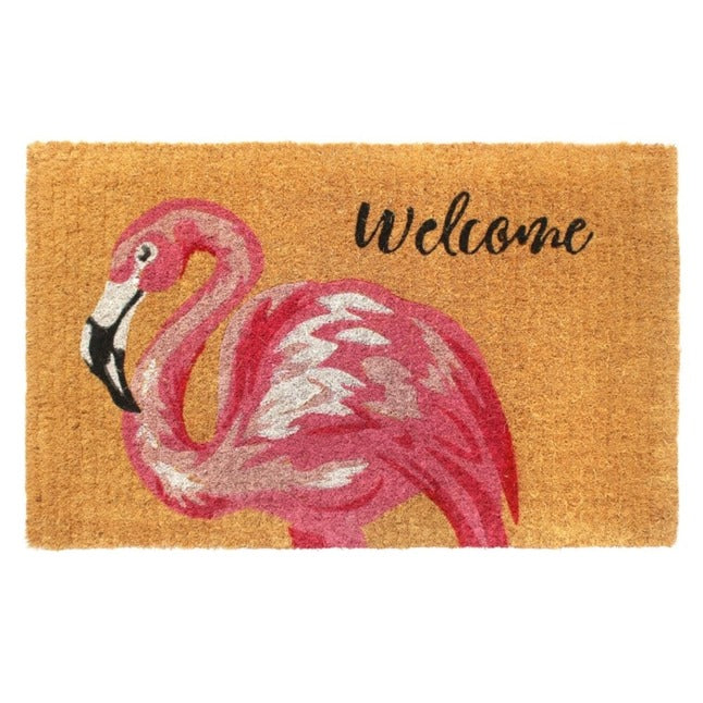 Pink Flamingo Welcome Coir Doormat