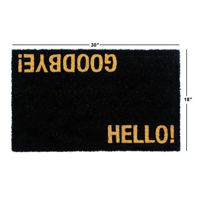 Black Hello/Goodbye Coir Doormat