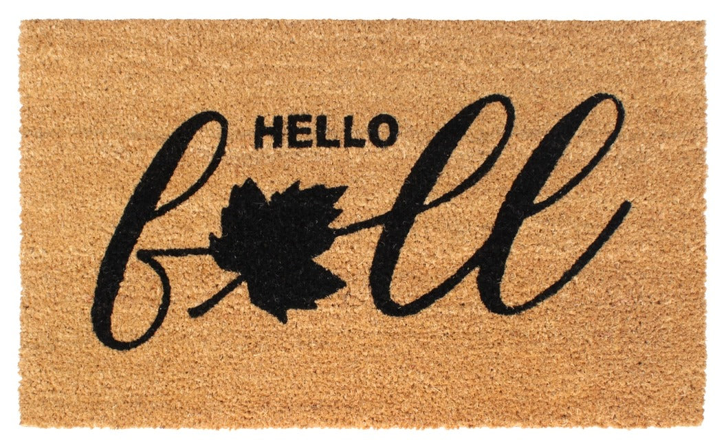 Black Machine Tufted Hello Fall Doormat