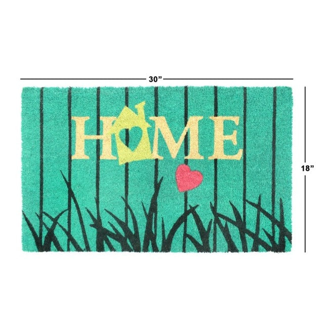 Ice Green Bird House Home Coir Doormat