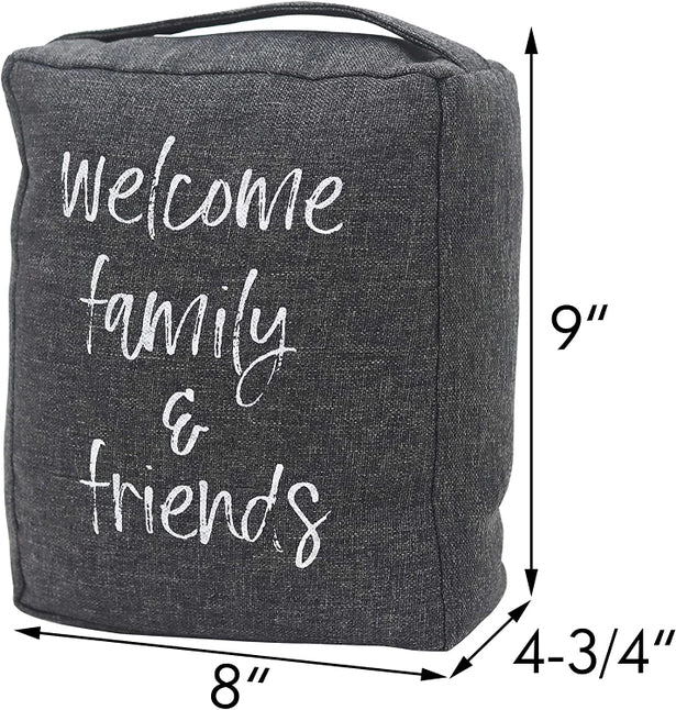 Welcome Friends and Family Decorative Fabric Door Stopper