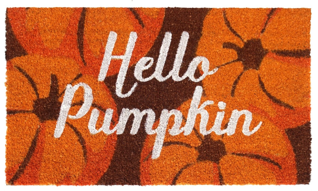 White Hello Pumpkin Doormat