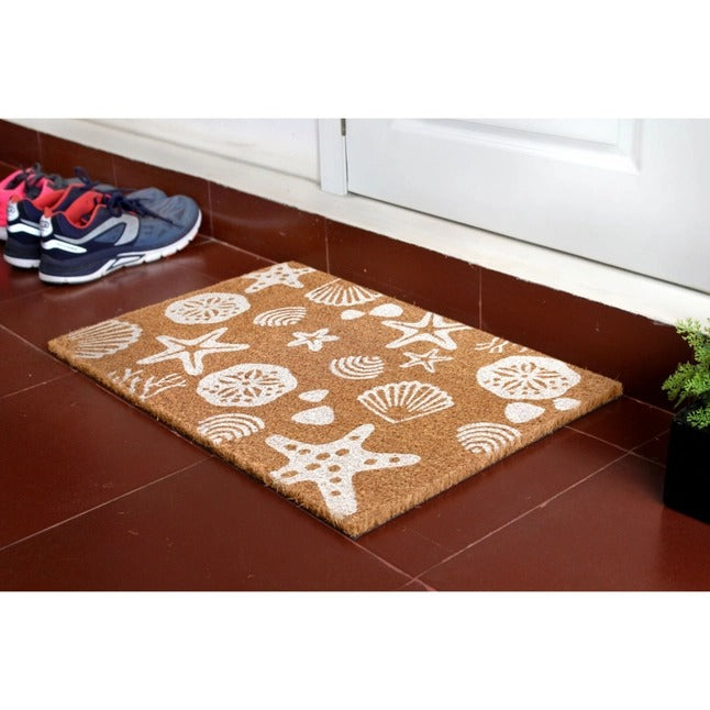 White Machine Tufted Sea Shells Doormat