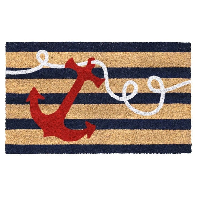 Red Machine Tufted Red Anchor Doormat