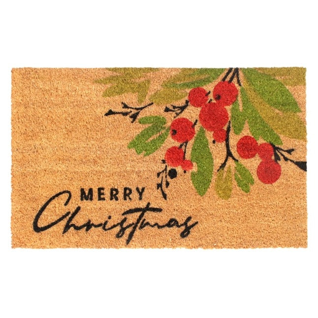 Red Holiday Merry Christmas Berry Area Rug