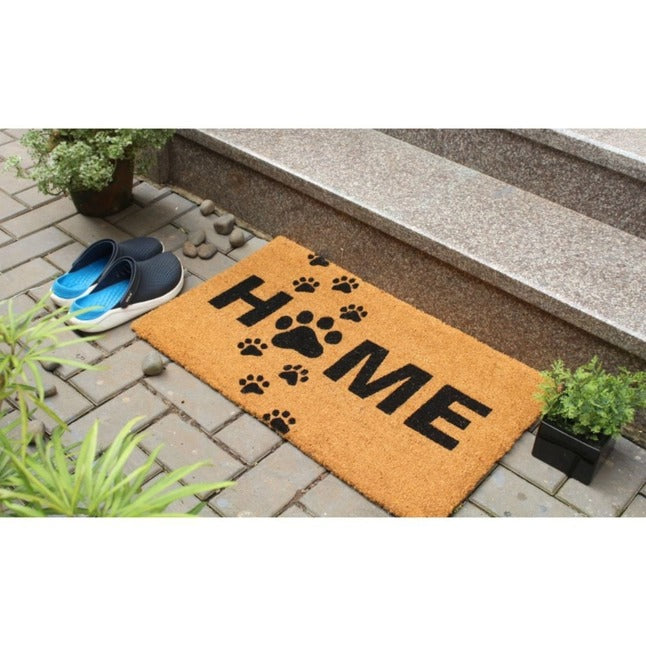 Black Puppy Paws Home Coir Doormat