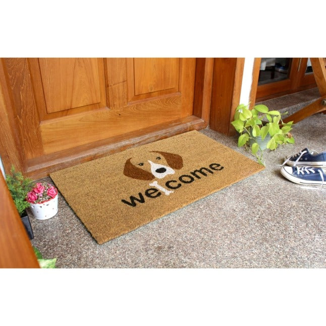 Black Welcome Dog and Bone Doormat