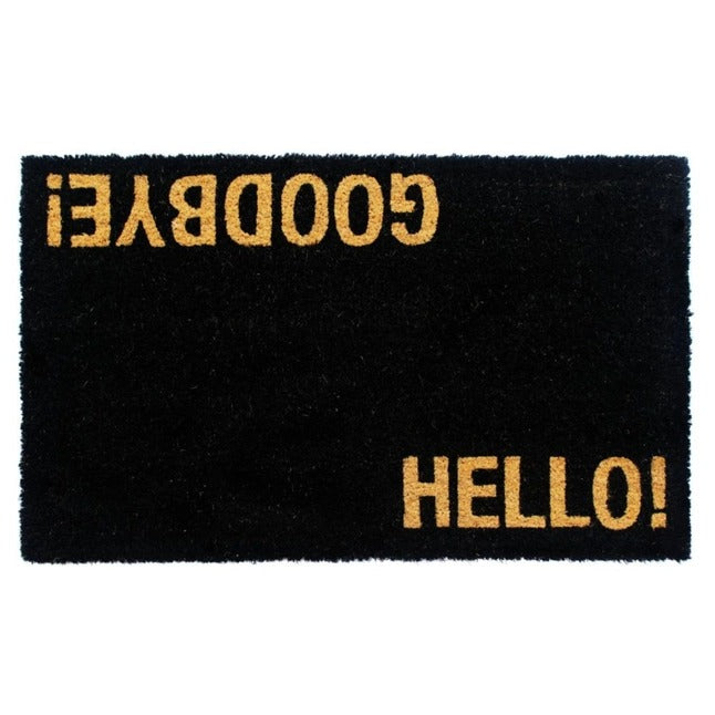 Black Hello/Goodbye Coir Doormat