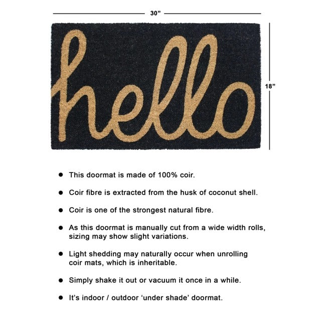 Black Machine Tufted Black Hello Doormat