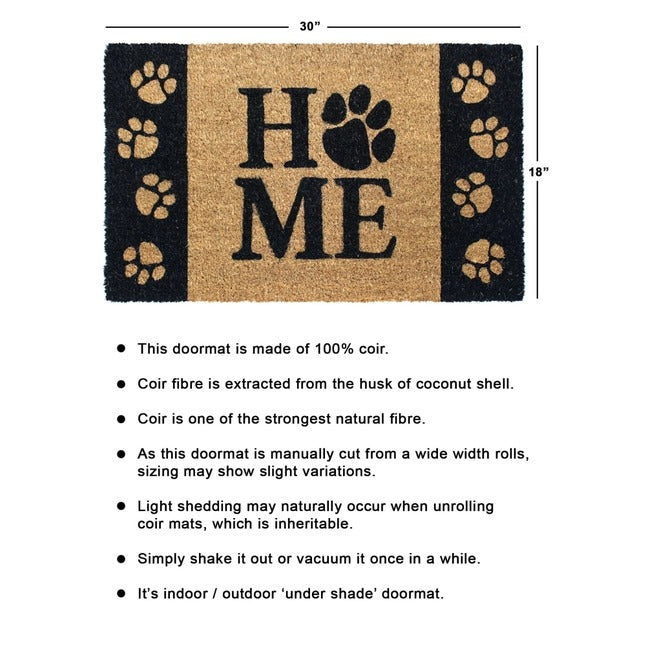 Black Tufted Home Paws Border Doormat