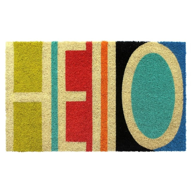 Bleach Tufted Hello Abstract Coir Doormat