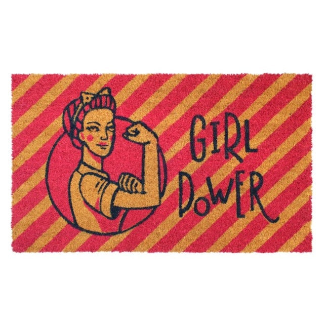 Red Girl Power Coir Doormat