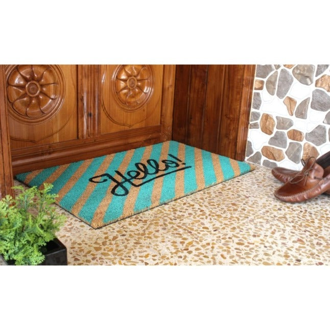 Green Ello Striped Coir Doormat