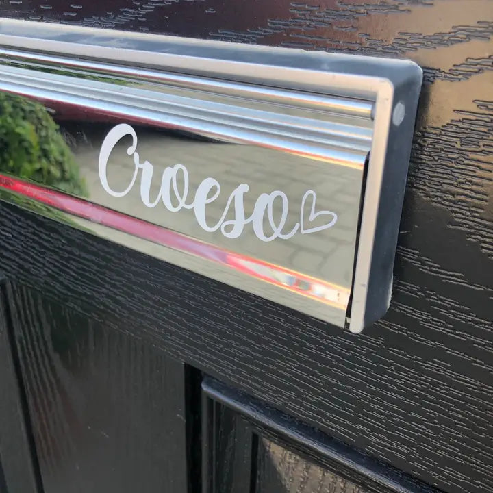 Croeso Welcome Welsh Heart Letter Box Door Decor House Sticker Label