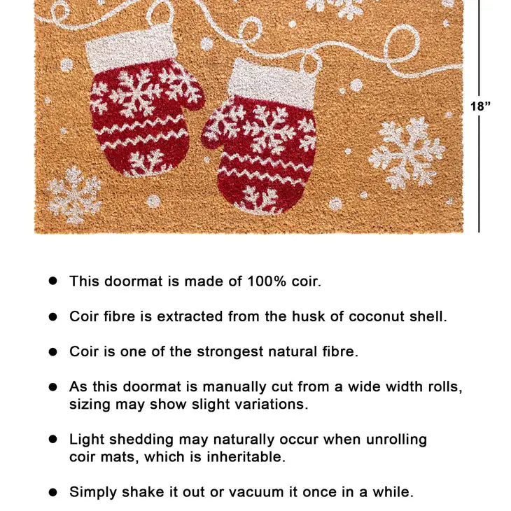 White & Red Mittens Doormat