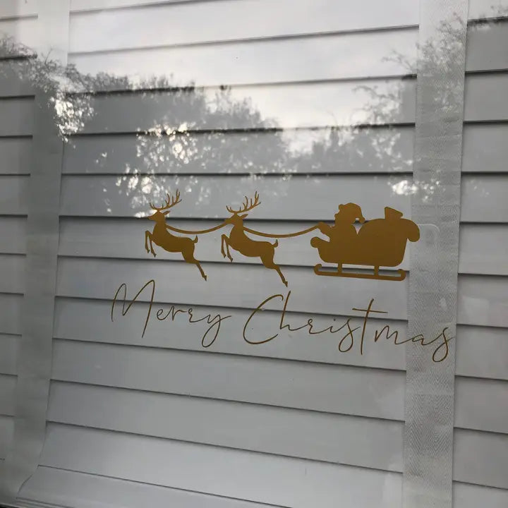 Merry Christmas Santa Sleigh Window Door Vinyl Christmas Sticker