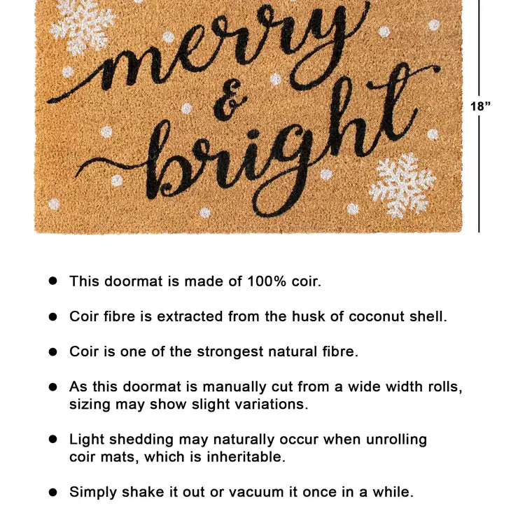 Black Merry & Bright Doormat