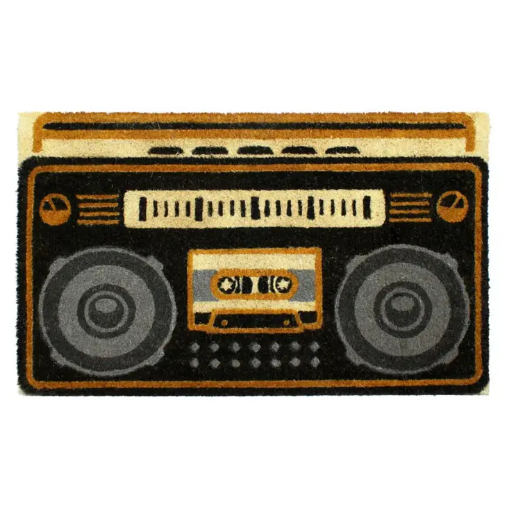 Gray Machine Tufted Boombox Coir Doormat