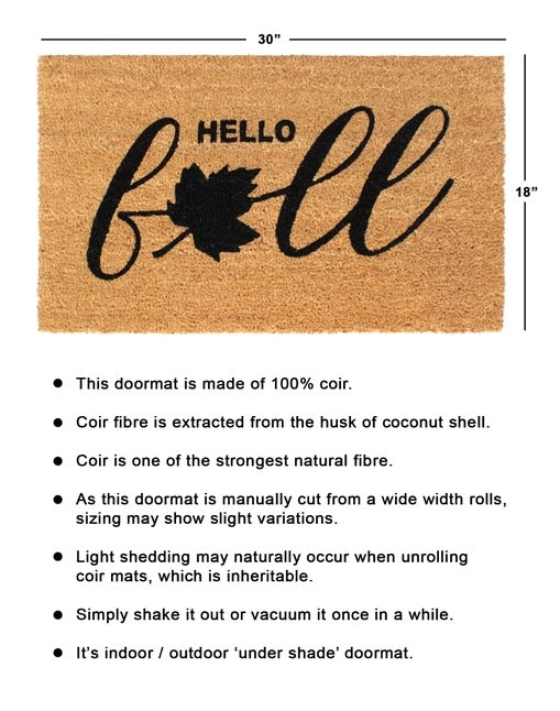 Black Machine Tufted Hello Fall Doormat