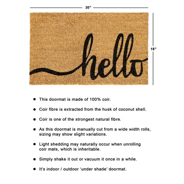 Black Natural Hello Doormat