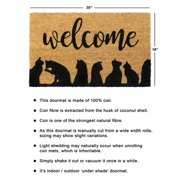 Black Welcome Cats Silhouette Doormat