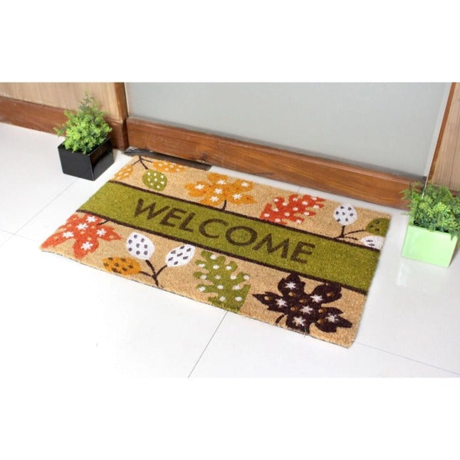 Red Autumn Leaves Coir Doormat