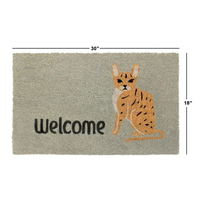 Light Gray Cheetah Cat Coir Doormat