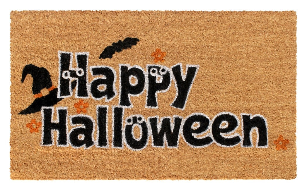 Black Happy Halloween Hat Doormat