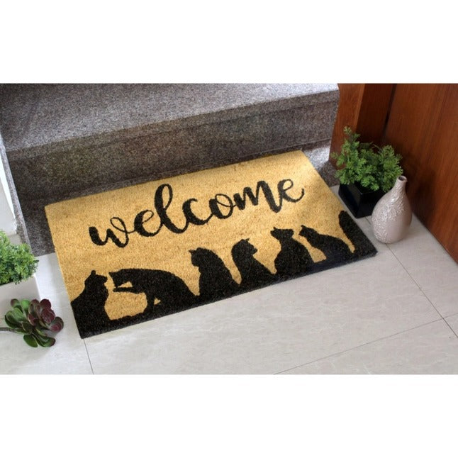 Black Welcome Cats Silhouette Doormat