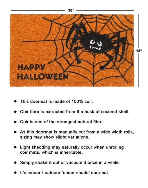 Black Happy Halloween Spider Web Doormat