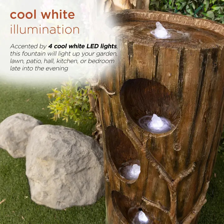 Alpine Corporation 4-Tier Self-Contained Tree Trunk Fountain