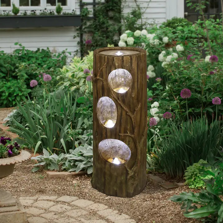 Alpine Corporation 4-Tier Self-Contained Tree Trunk Fountain