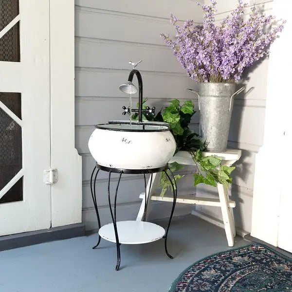 Alpine Corporation Outdoor Vintage Sink Fountain and Stand