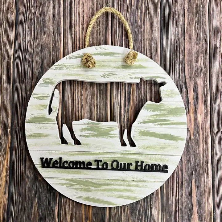 Cow Cut-Out Welcome Sign